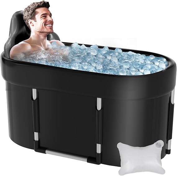 Upgrade 2024 XL Ice Bath for Athletes 45 x 22 inch Portable Cold Diving Tub for Cold Water Therapy Recreation Large Oval Ice Tub in Gyms Home Gardens Outdoor/Indoor
