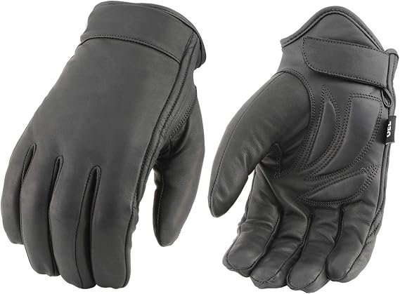 Milwaukee Leather MG7522 Mens Black Leather Waterproof Cruiser Glove w/Gel Palm