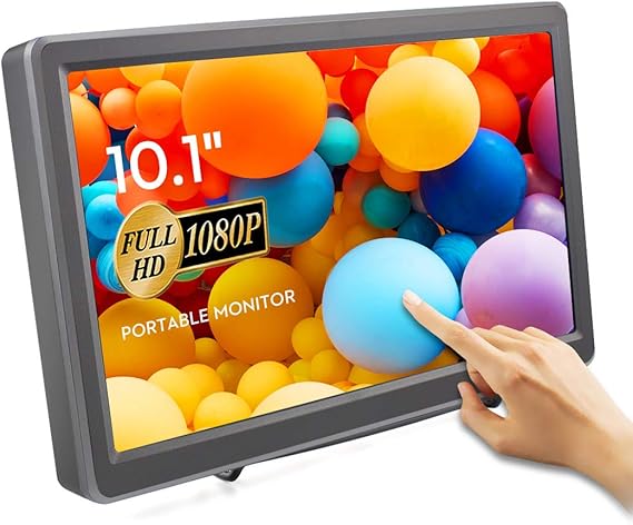 ELECROW 10.1 Inch Portable Monitor - IPS Capacitive Touchscreen Monitor with HD VGA Port,1920x1080P LCD Display Built-in Dual Speakers Touch Sceen for Raspberry Pi 5/4/3, PS Xbox, Windows 11/10/8/7