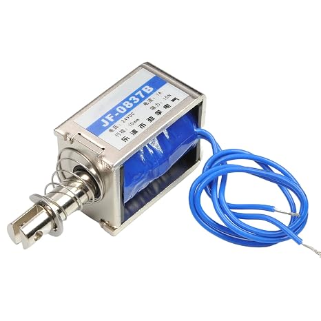 DC 24V 1A 15N Push Pull Solenoid Electromagnet, 10mm Linear Motion | Open Frame Solenoid Actuator for Home Appliance Control and Automotive Systems, 0837B-24V