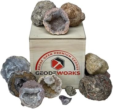Store for Knowledge Premium Break Open Your Own Geodes Kit - Wood Gift Box Large 5 ct.
