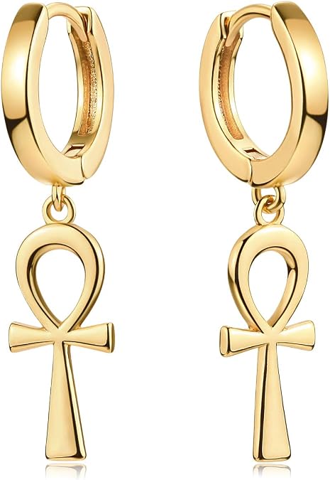 FETTERO Gold Hoop Earrings 14K Glod Plated Lightweight Huggie Hoops Dangle Snake Lock Love Heart Earrings for Women Hypoallergenic Earrings Dainty Wear