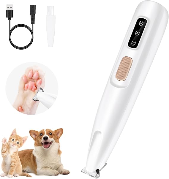 Mcbazel Pet Micro Precision Trimmer, Multifunctional Pet Hair Trimmer Waterproof Rechargeable Shaver with LED Light for Paws Eyes Ears Face Buttocks for Small Dogs and Cats,50dB Quiet Shave.