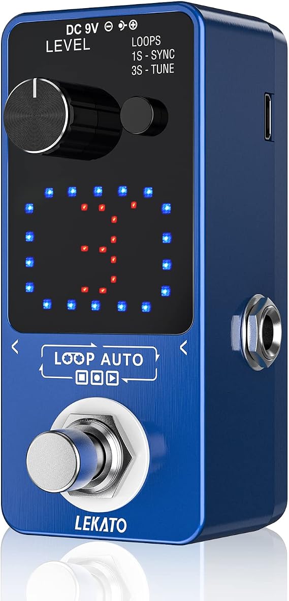 LEKATO Triple Guitar Looper Built-in Tuner Synchronous Recording Electric Auto Guitar Loop Effect Pedal Unlimited Overdub 18 Minutes Recording Time Looper Station for Guitars Bass Keyboard