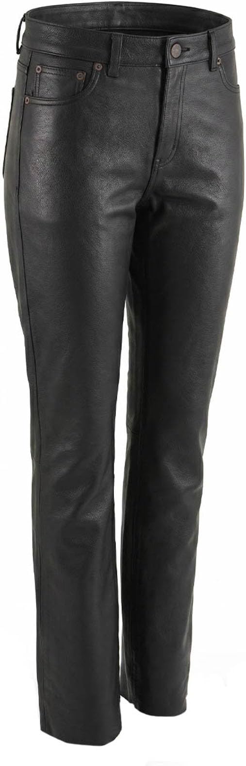 Milwaukee Leather Women's Black Buffalo Leather Motorcycle Riding Pants, Boot Cut, Unhemmed - LKM5719