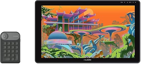 HUION Kamvas 22 Plus QLED Drawing Tablet with Full-Laminated Screen 140% sRGB Tilt, 21.5 inch Graphics Art Tablet for Artist & Designer, Work with Mac, Windows, Linux & Android with Mini Keydial K20