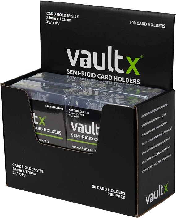 Vault X Semi Rigid Card Holders (200 Pack) Hard PVC Sleeves