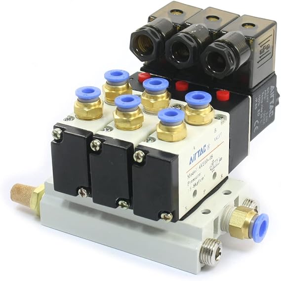 Pneumatic 2 Position 5 Port 5 Way Solenoid Valve Set DC 24V 4V210-08