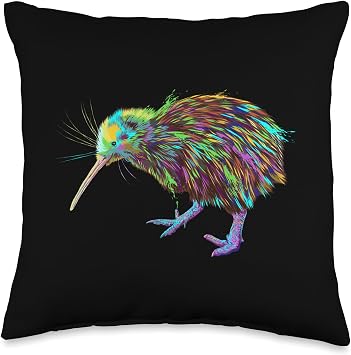 Colourful Kiwi Bird Throw Pillow