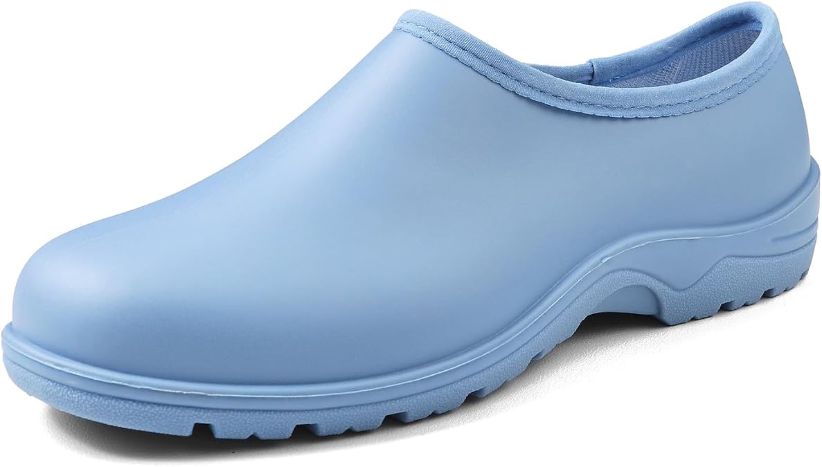 DKSUKO Women's Waterproof Garden Shoes, Slip-On Outdoor Clogs Rain Shoes
