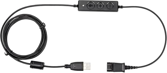 VoiceJoy USB Adapter Compatible with Any Plantronics Wired Headset with a QD and Includes Volume Control and Mute Functionality (Connect Headset to PC, Laptop and Softphones)