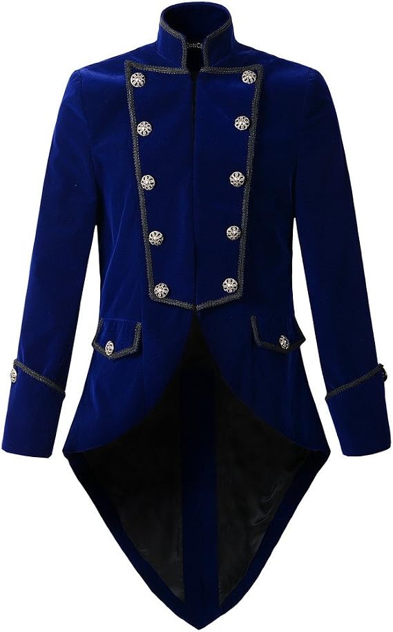 Mens Steampunk Tailcoat Jacket Velvet Gothic VTG Victorian