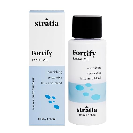Stratia Fortify Restorative Facial Oil - Omega Fatty Acid Blend for Dry, Sensitive & Combination Skin - Non-Greasy, Barrier-Strengthening Hydration with Camellia, Tamanu & Marula Oils - 1 fl oz