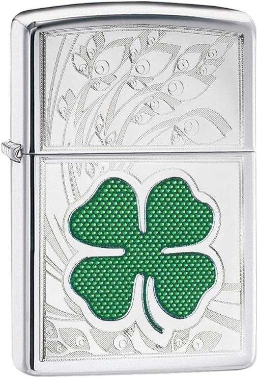 Zippo Custom Personalized Clover A Bit O'Luck Design Classic Windproof lighters - Free Engraving (24007) - Christmas, Halloween & Valentines Day Gift