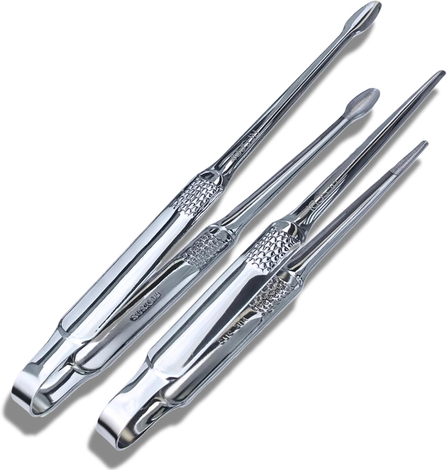 2 Pcs Kitchen Tweezers Fine Tweezer Tongs, Extended stainless steel Cooking Kitchen Tongs Silvery, 9＋12 Inch