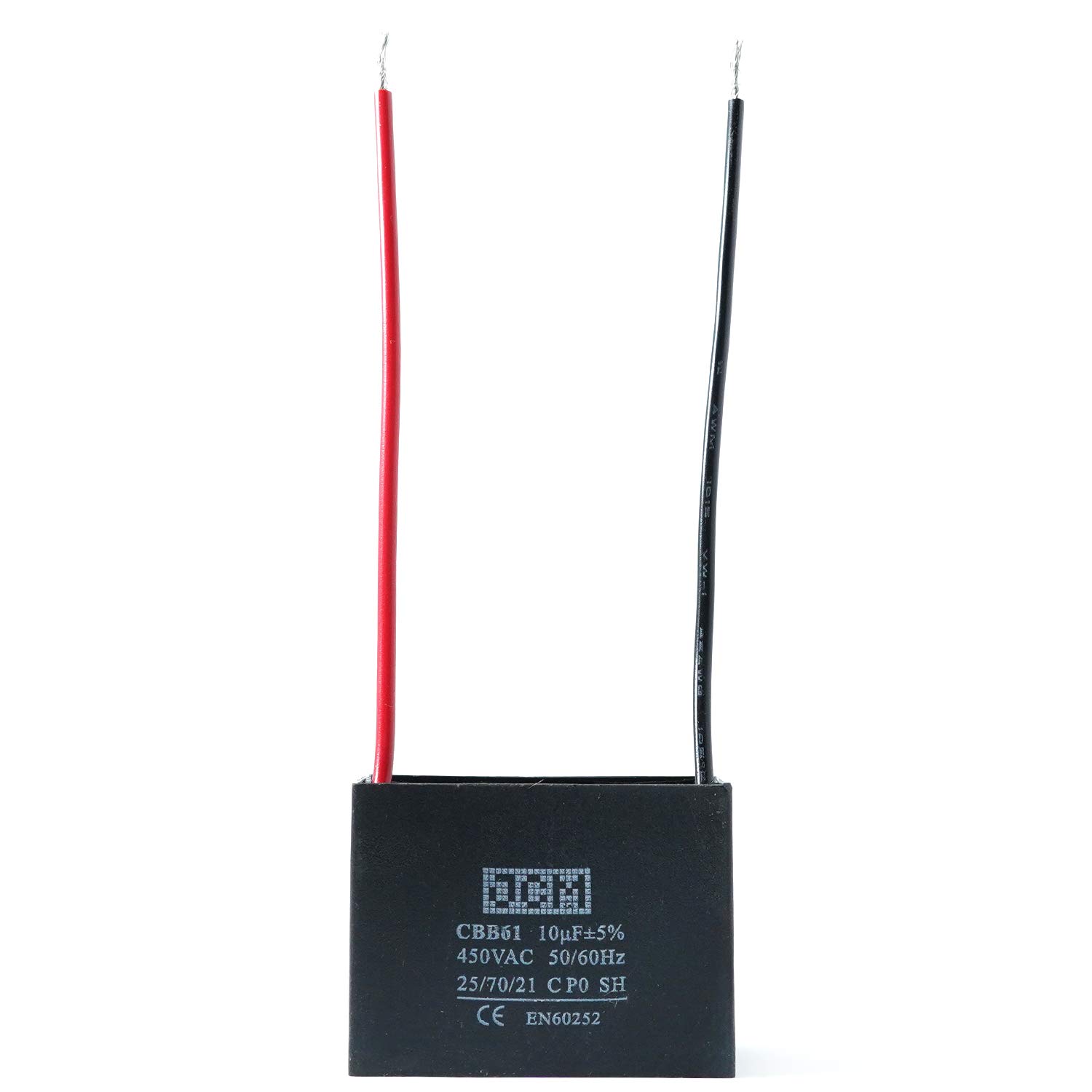JCM 2 Wire Ceiling Fan Capacitor 10uF 450VAC CBB61