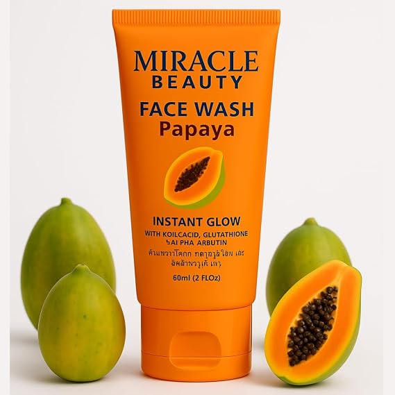Miracle Beauty Papaya Face Wash Purifying Travel Size & Cleanser For Dark Circle For Women By Korean Technology | Face Wash Scrub | No Side-effect Free