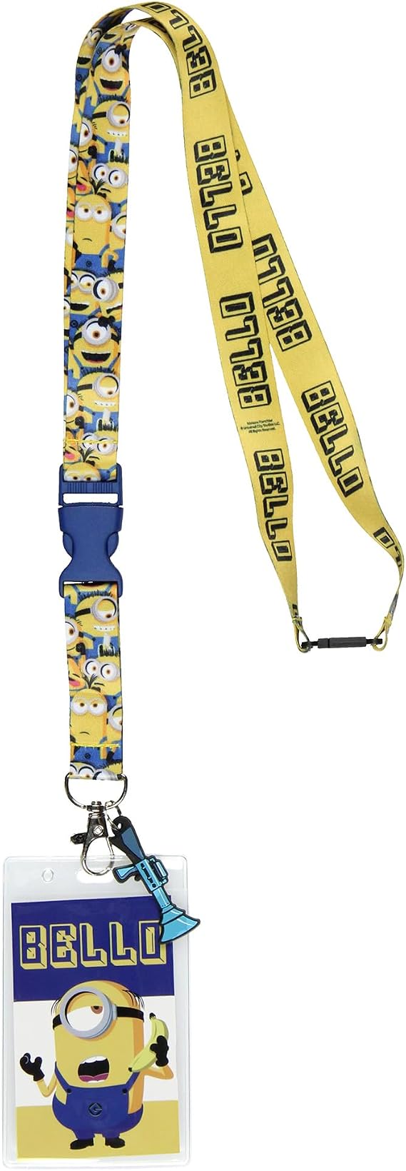Despicable Me Minions Bello Banana Phone ID Reversible Lanyard Badge Holder Minions Card Fart Blaster Rubber Charm