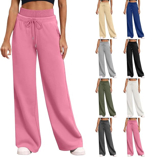 GOHRSHA Womens Barrel Sweatpants High Waisted Wide Leg Baggy Pants with Pockets Loose Casual Drawstring Elastic Waist Pants