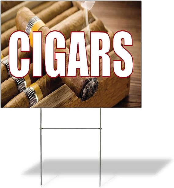 Fastasticdeals Weatherproof Yard Sign Cigars D Outdoor Advertising Printing Lawn Garden General Business 18x12 Inches 2 Sides Print