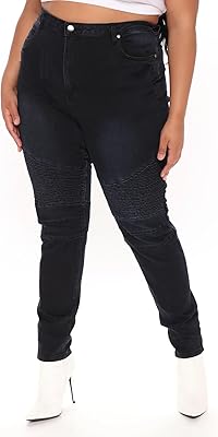 Jack David Womens Plus Size Moto Biker Stretch Skinny Denim Jeans Pants