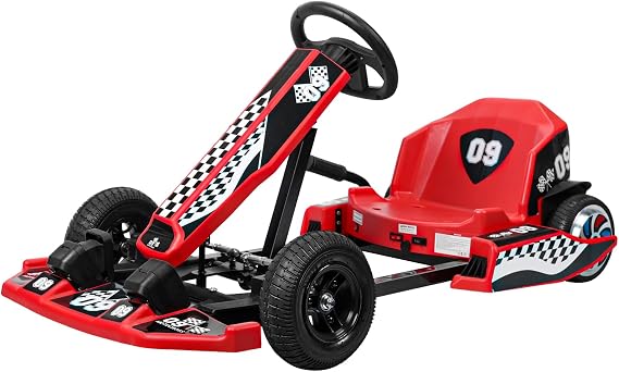 36V Electric Go Kart,Electric Go Kart for Kids,16 MPH Drift Kart with 350W Motor Drift/Sports Mode, Length Adjustment, 4 Wheel Off-Road Pedal Drifting Go Karts for Kids Ages 8-12 Red