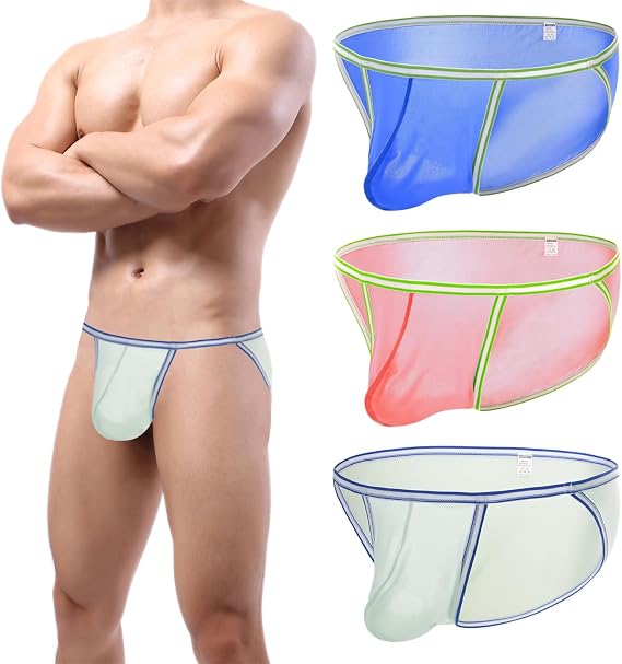 ZONBAILON Mens Mesh Sexy Sheer See Through Boxer Briefs Bulge Enhancing Pouch Trunks Underwear Pack M L XL 2XL 3XL