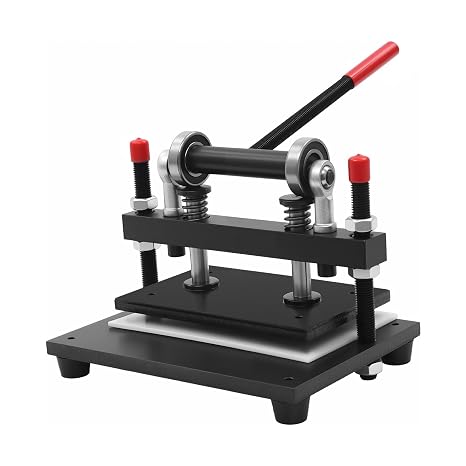 Manual Leather Cutting Machine | Die Cutter | Steel Black 4409lbs Load Capacity Adjustable Pressure Stroke Suitable for Leather Fabrics Silicone Rubber Books Paper ﻿