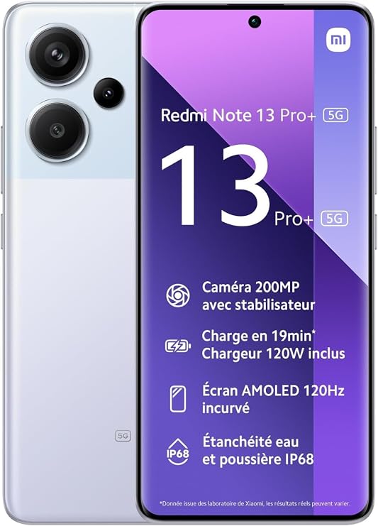 Xiaomi Redmi Note 13 Pro+ 5G 256GB + 8GB 6.6" 200Mp Triple for Tmobile Mint Tello & Global Global Version Unlocked Aurora Purple