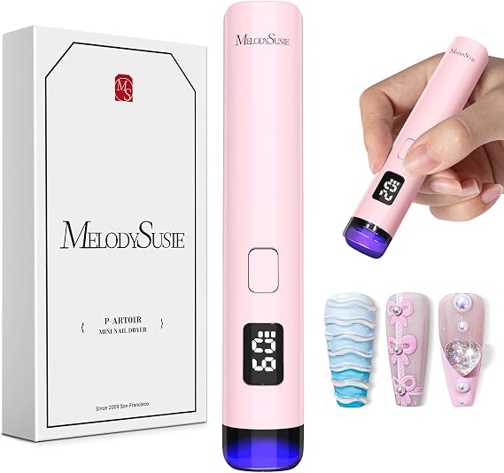 MelodySusie Handheld Flash Cure Nail Lamp P-ART01R has Eye-Protection Cover