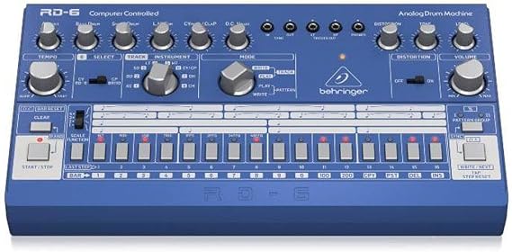 Behringer RHYTHM DESIGNER RD-6-BU Analog Drum Machine with 8 Drum Sounds, 64 Step Sequencer and Distortion Effects