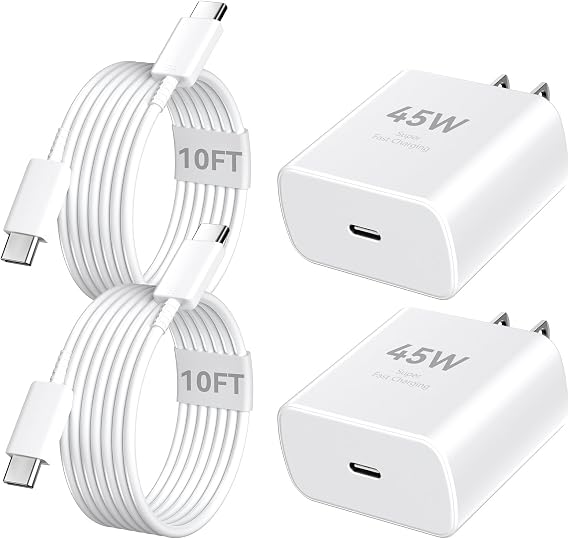 iPhone 17 16 15 Pro Max Charger Fast Charging, 45W USB C iPhone Charger Fast Charging Cable 10FT Long Type C Chargers Block Compatible with iPhone 17 Pro Max/17 Pro/17/16/16 Pro Max/15 Pro Max