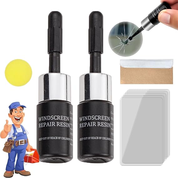 Cracked Glass Corrector Set,New Glass Repair Fluid,Pegamento Para Vidrios De Carros,Pegamento Para Vidrios De Carros,Nanoglass Repair Fluid,Glass Nano Repair Fluid Kit,Cracks Gone Glass Repair Kit (2)