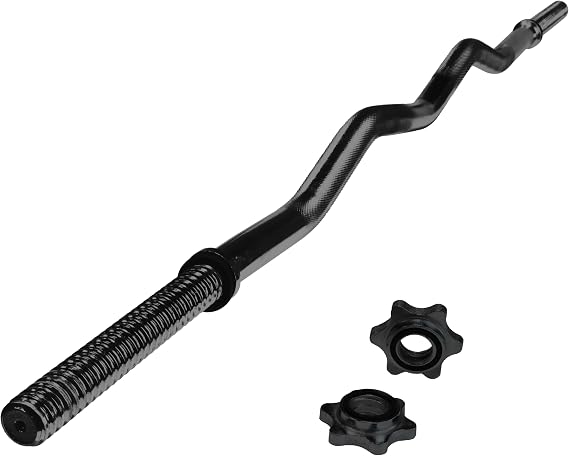 CAP Barbell 47-Inch Standard Threaded Solid Easy Curl Bar, Black