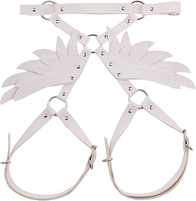 FM FM42 Multicolor PU Simulated Leather O Ring with Angel Wings Adjustable Waist Belt Leg Ring Garter