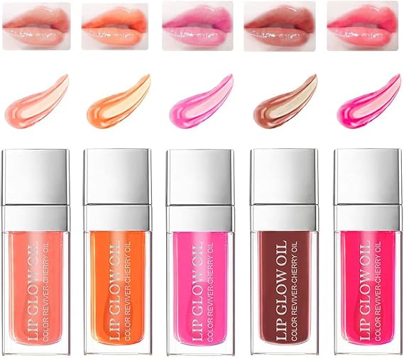 Plumping Lip Oil, Tinted Lip Balm Hydrating Lip Gloss, Long Lasting Nourishing Lip Glow Shine Lip Tint #All