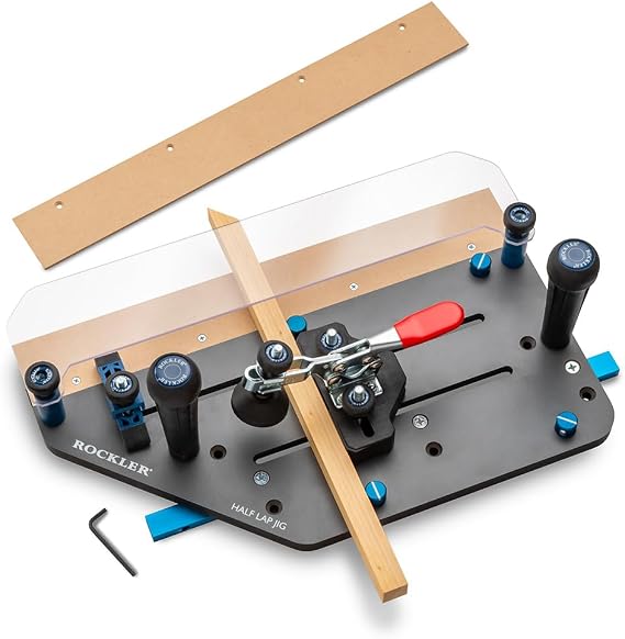 Rockler Half Lap Jig Woodworking Essentials To Easily Cut Tight-Fitting Half Lap Joints - Perfect Router Table Jig for Frames & Furniture Projects - Strong Precision Router Sled for Woodworking.