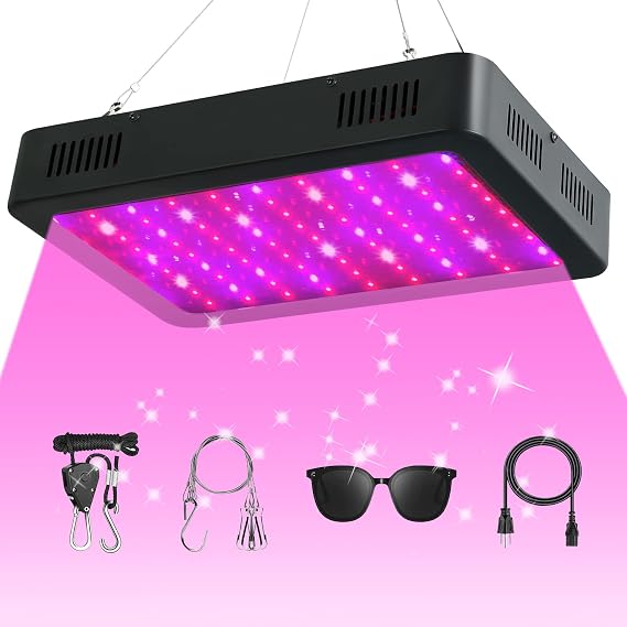 LED Grow Light 1500W, Full Spectrum Plant Light with Daisy Chain, Grow Lights for Indoor Plants Greenhouse Hydroponic Seeding Growing Lamps with Veg Bloom Switch Coverage 3x3ft, Grow Tent