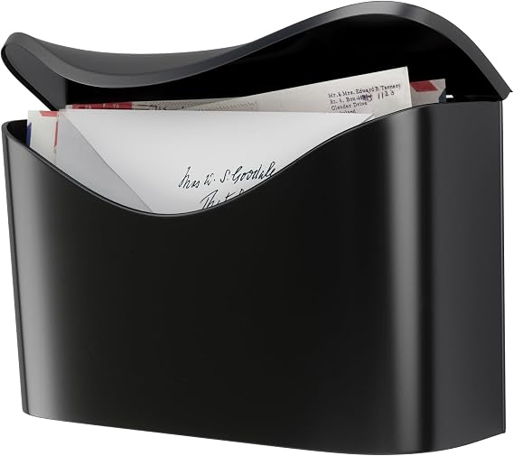 Umbra Postino Wall Mailbox, Steel Entryway Letter Box, Black
