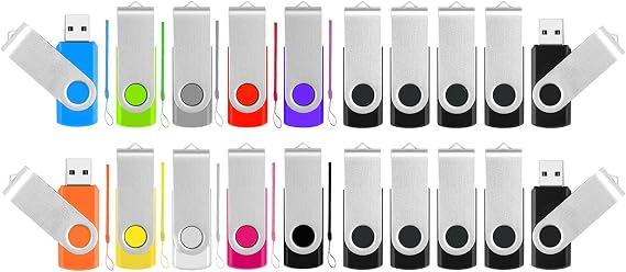Bulk USB Flash Drives - 10 Pack 16GB Flash Drives and 10 Pack USB Drives 32GB, Metal Swivel Memory Stick Jump Drives with LED Indicator, Memoria USB Stick Zip Drive Pendrive Data Storage and Backup