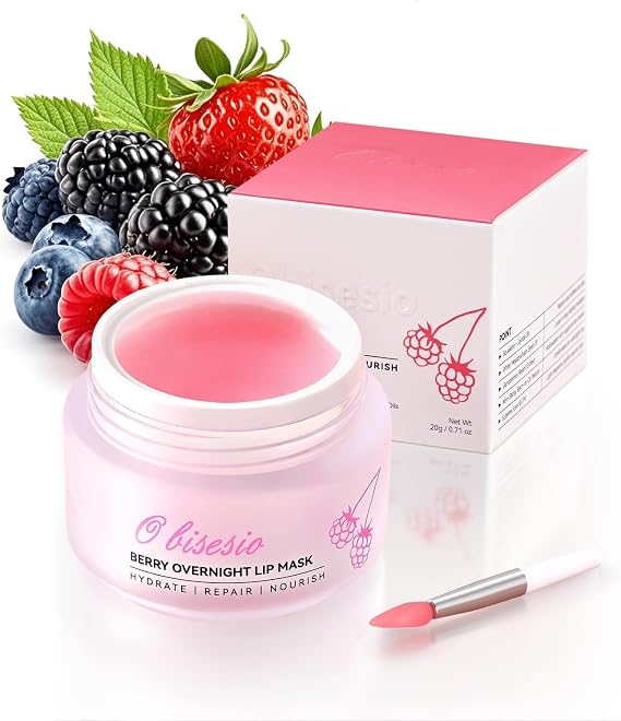 Overnight Lip Mask,Berry-Scented Lip Balm,Lightweight and Non-Sticky,20 g