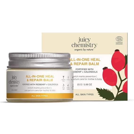 Juicy Chemistry Rosehip, Coconut & Calendula Organic Diaper Rash Balm For Soothing Baby Skin Irritation, 25 Gm