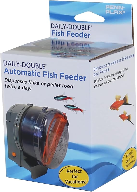 Penn-Plax Daily-Double Automatic Fish Feeder for Aquariums Perfect for Vacations, Holidays, and Weekend Travel (DDAF5)