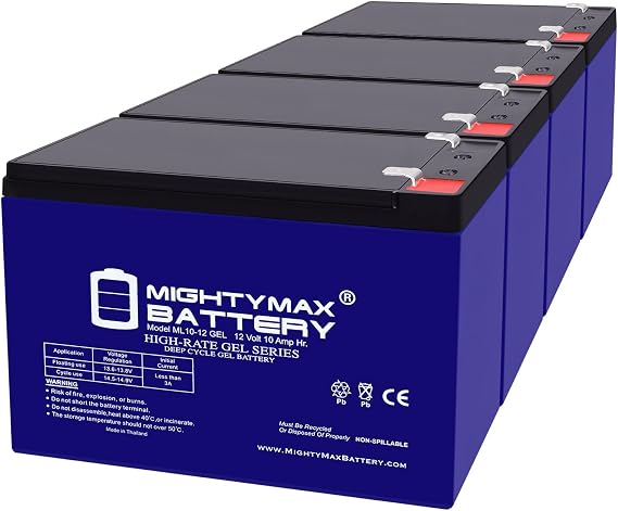 Mighty Max Battery 12V 10AH Gel F2 Replacement Battery Compatible with Verizon FiOS PX12072-HG - 4 Pack