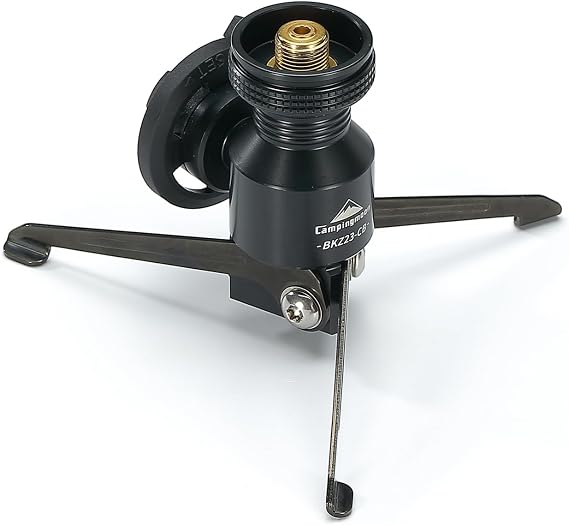 CAMPINGMOON Camping Butane Canister Adapter Stand Type Convert to EN417 Lindal Valve Black BKZ23-CB
