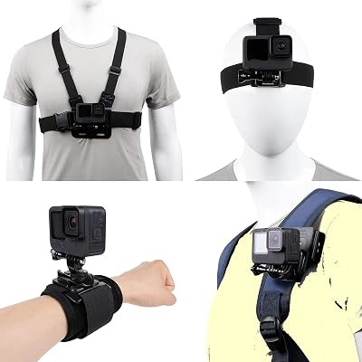 Accessories Kit Quick Release Head Strap Mount  Chest Mount Harness  Backpack Clip Holder  360°Rotating Wrist Strap for Gopros Heros 12111098Max765 Insta360 One Camera and Smartphones