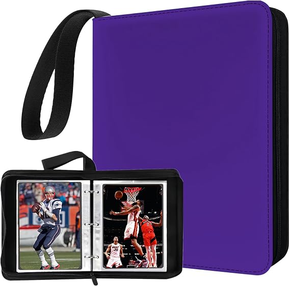 Mini Card Binder 1-Pocket - Super Lightweight Zipper Binder Holds 80+ Trading Cards, Top Loading Collectible Album for TCG, MTG, Sports & Game Cards, Portable Gift for Girls & Collectors (Purple)