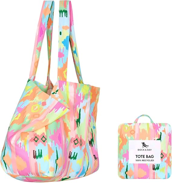Dock & Bay Everyday Beach Tote Bag - Reusable Carrier Bag for Daily Use - Carries Up to 10kg - 100% Recycled Materials