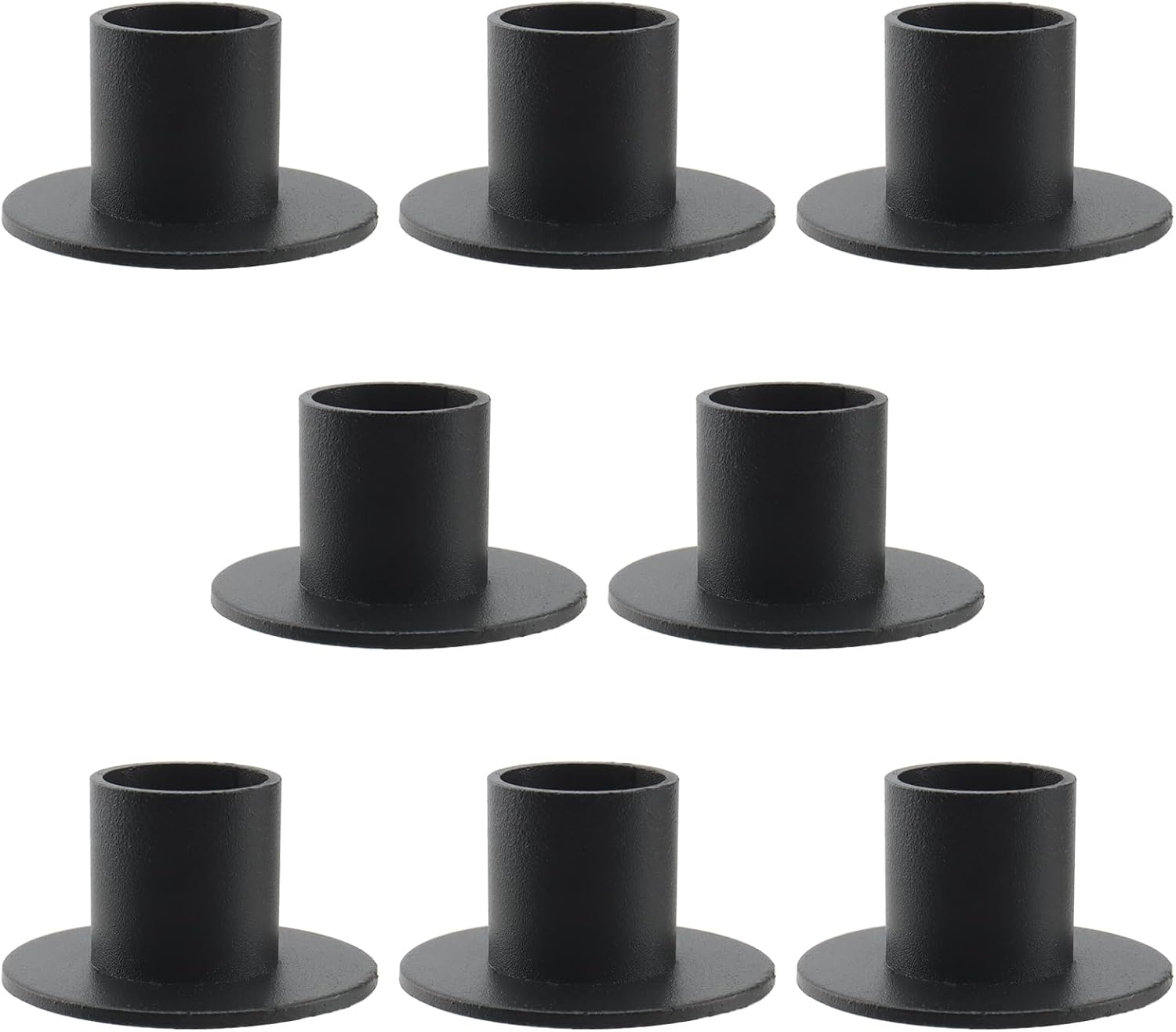 MOUYAT 8 Pcs Black Candle Holders, Cylindrical Candlestick Pillar Holder, Vintage Iron Candle Sticks Holders for Home Party Wedding Valentine Christmas Decoration, 2cm