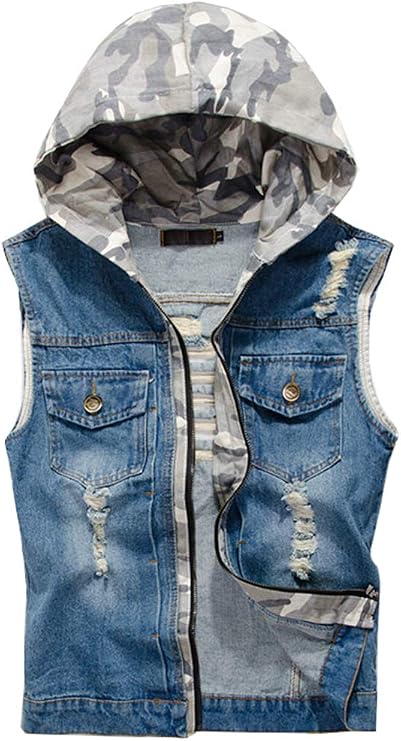Men's Denim Vest Sleeveless Jean Vest Black Denim Motorcycle Black Blue Biker Plus Size